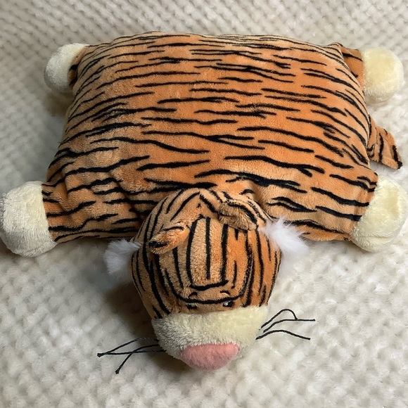 KEEL TOYS Plush Striped Tiger Foldable Pillow Stuffed Animal Toy - Picture 1 of 14